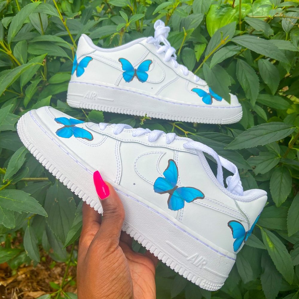 Blue Butterfly Air Force 1s